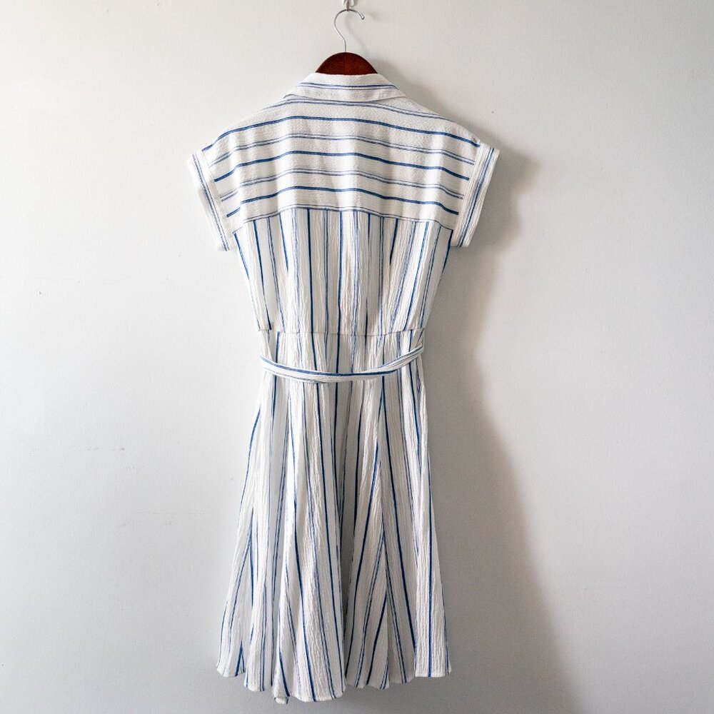 CALVIN KLEIN SHORT SLEEVE BUTTON DOWN FIT & FLARE STRIPE DRESS SIZE 2 - Picture 3 of 3